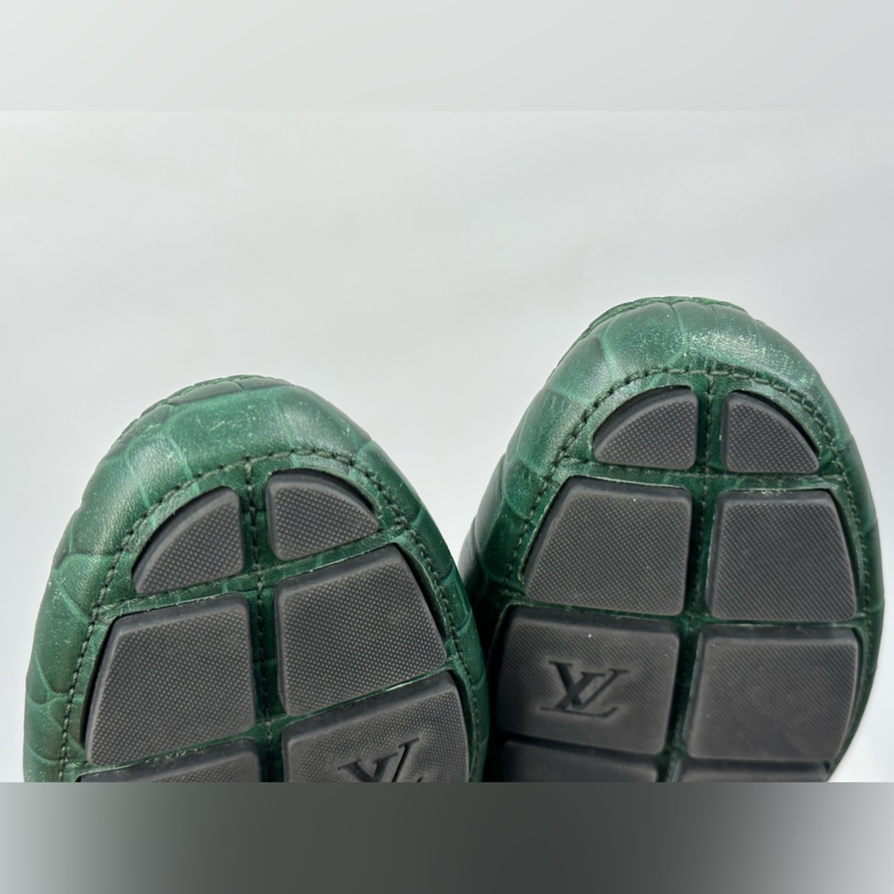 Louis Vuitton Green Leather Animal Print Drivers Size 11 USA/10 EU - Picture 12 of 16